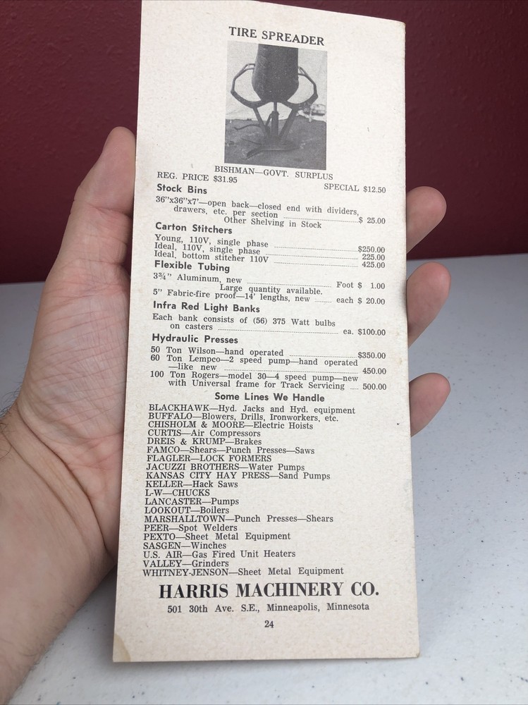 Vintage Harris Machinery Co. Catalog 58