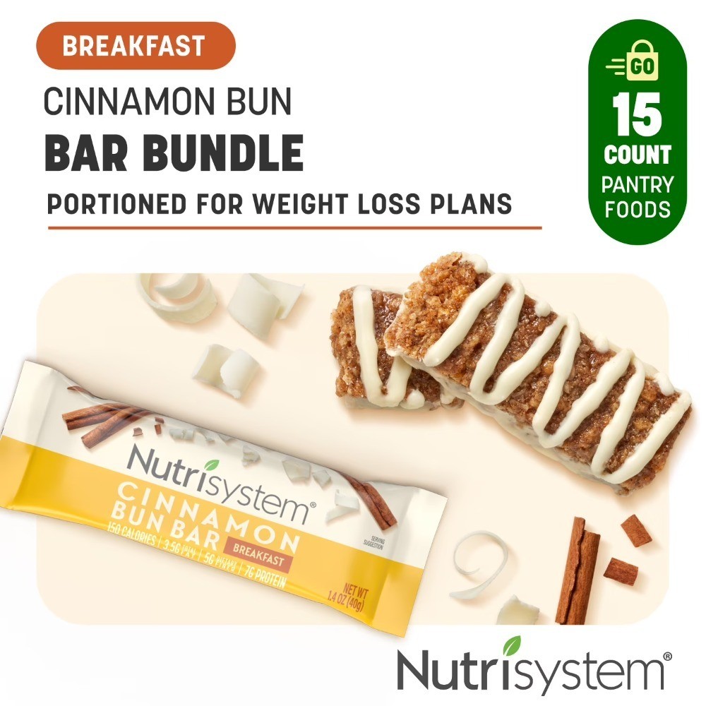 Cinnamon Bun Breakfast Bars Weight Loss Friendly 15 Count Pack