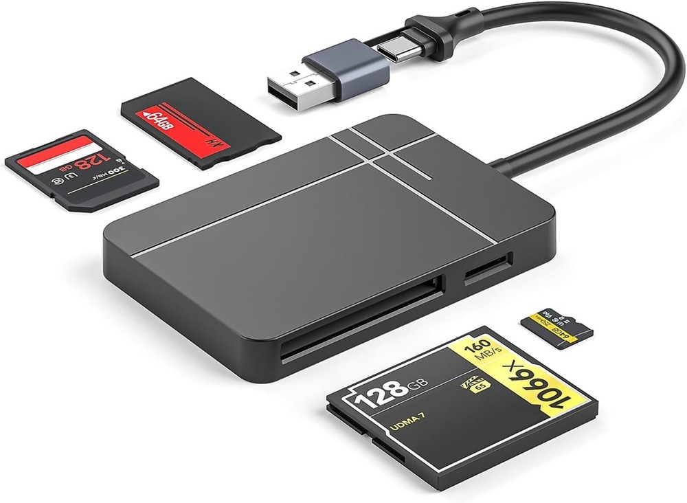 4-in-1 USB3.0/USB-C Card Reader SD Micro SD TF CF MS Compact Flash Card Adapter