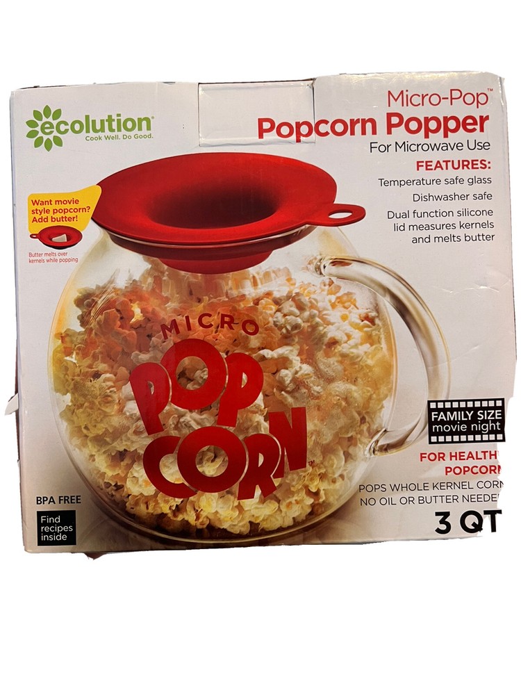 New open box Ecolution Premium Microwave Popcorn Popper 3 Quart Capacity