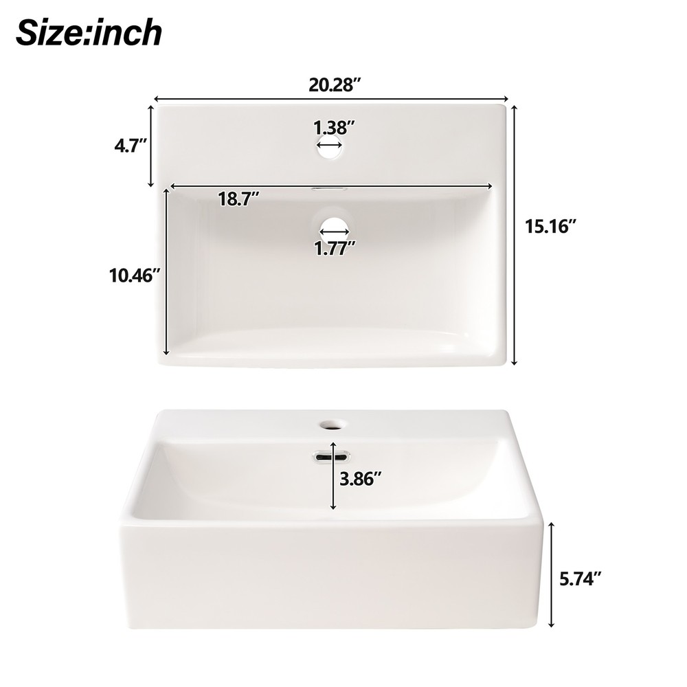 Black Modern Bathroom Vanity with Ceramic Sink, Solid Wood Frame，Storage Drawer