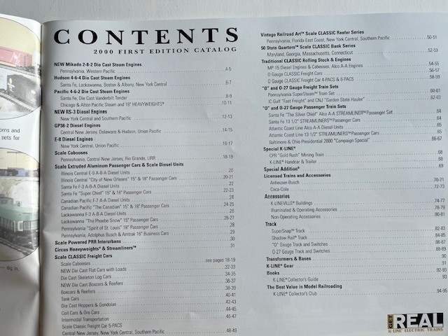 K-LINE MODEL TRAIN Catalogs - 2000 First Edition & 2004 Second Ed - 2 Catalogs!