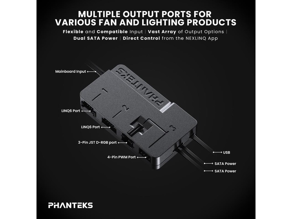 Phanteks Nexlinq Hub V2, Fan & Lighting control Windows App, Multiple channel ou