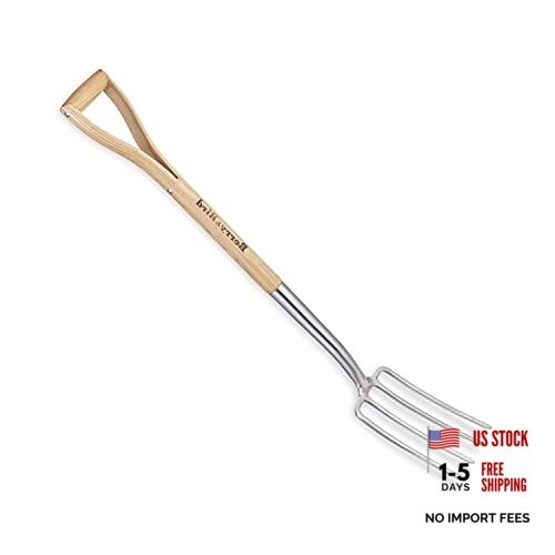 Gardening Digging Fork, 4-Tine Spading Fork with D 4-Tine Spading Digging Fork