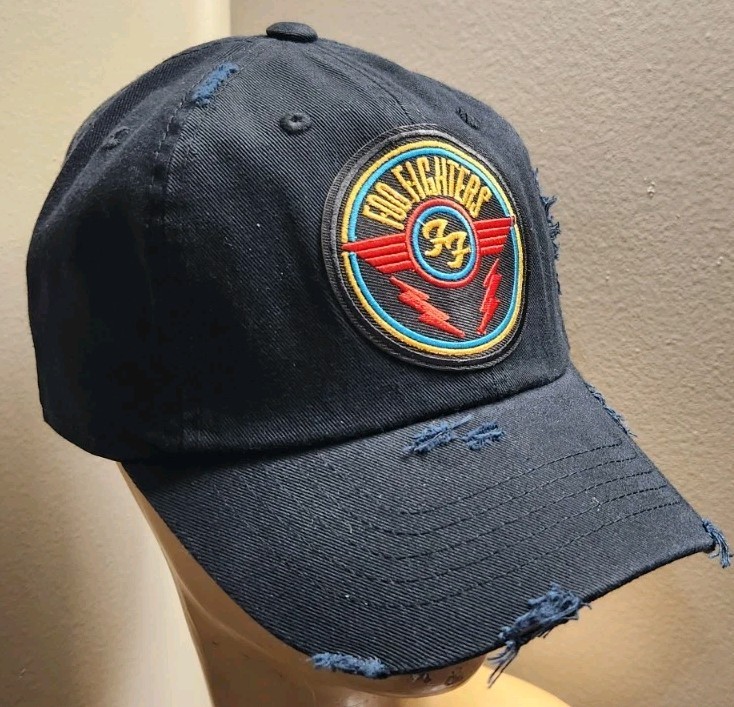 Foo Fighters Hat Low Distressed Adjustable Buckle Black Hat