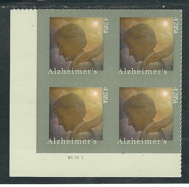 Scott #4358...42 Cent...Alzheimer's...Plate Block