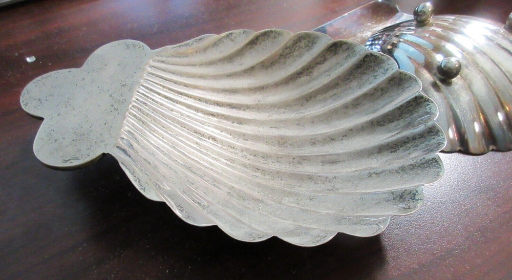 Mexico 2 Sterling Silver Shell Footed Dish Bowl Tarnish 1950s