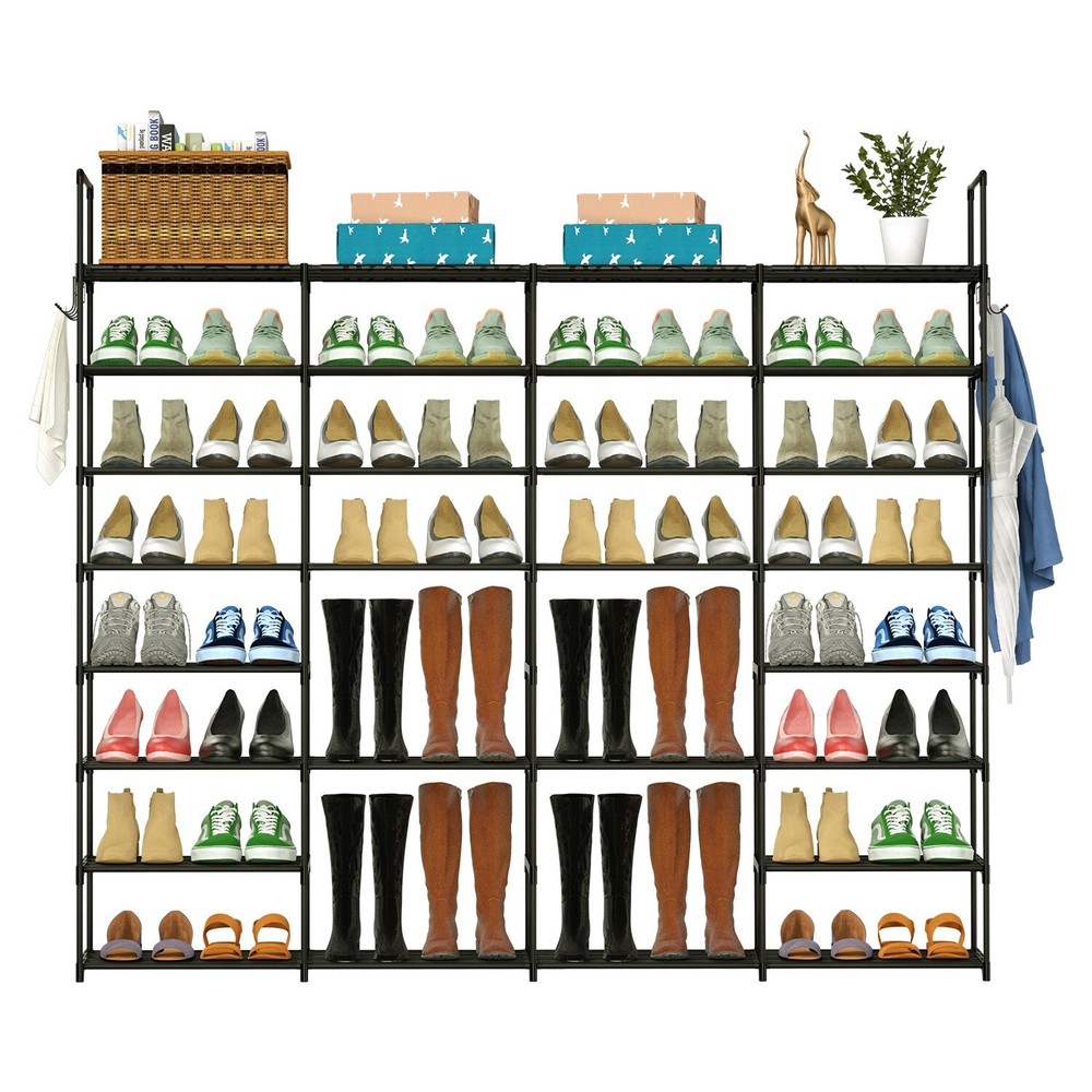 8-Tier Metal Shoe Rack Shelf Adjustable Entryway Stackable Storage Organizer