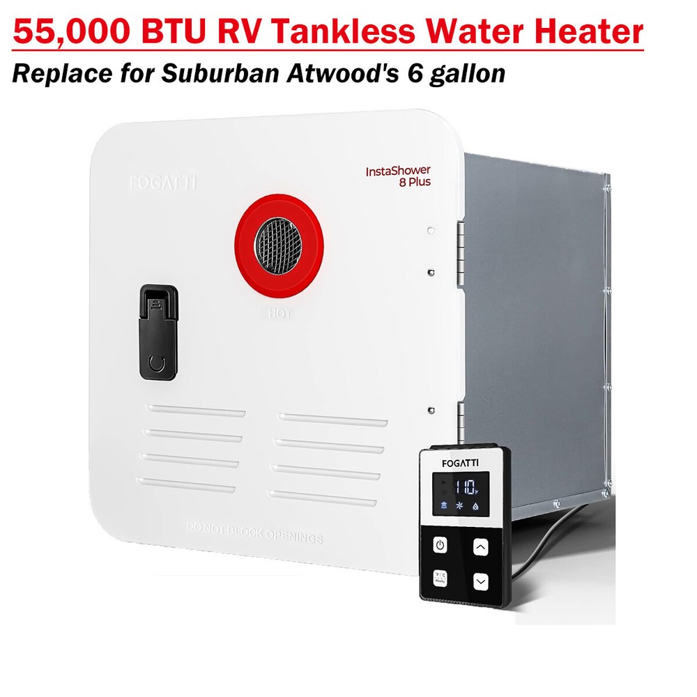 Tankless Water Heater RV 55,000 BTU 2.9 GPM Instant Gas RV Hot Water Heater 12V