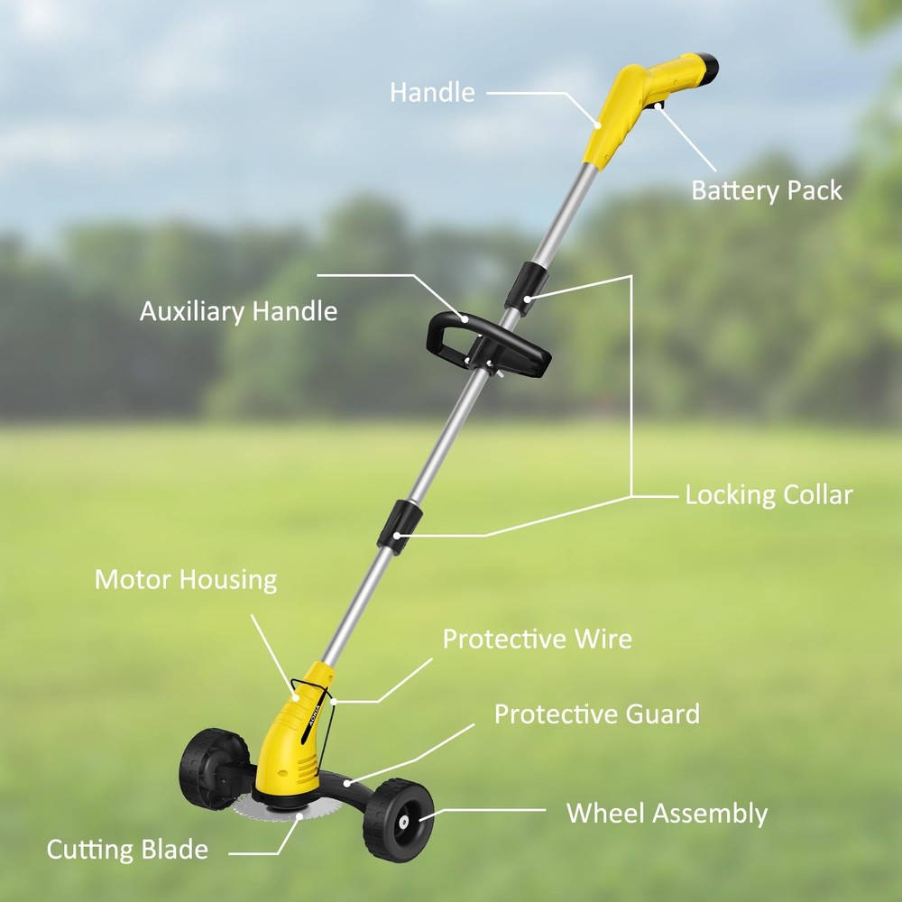 Electric Weed Wacker Cordless： String Trimmer with Roller 2Types Blades - 2.0...