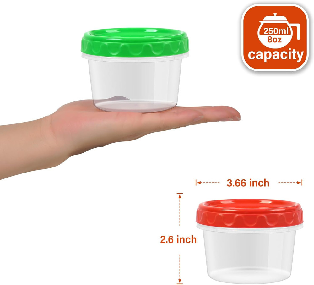 8 Oz Small Freezer Containers with Lids Stackable Plastic Food Storage Container