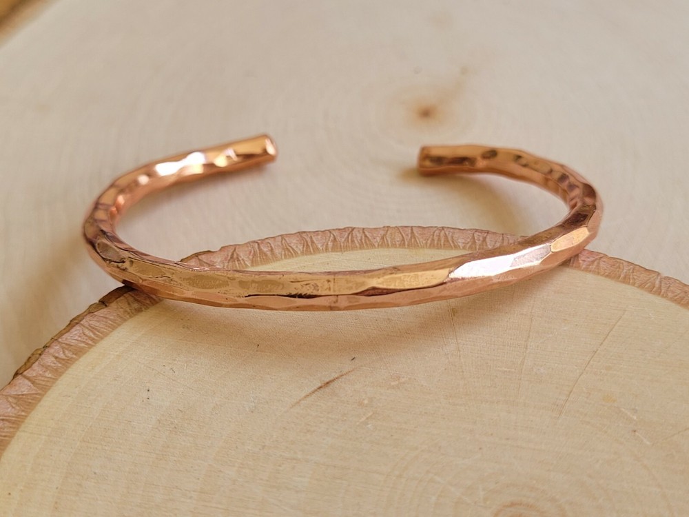 Hammered Solid Pure Copper Cuff - Copper Arthritis Therapy Adjustable Bracelet