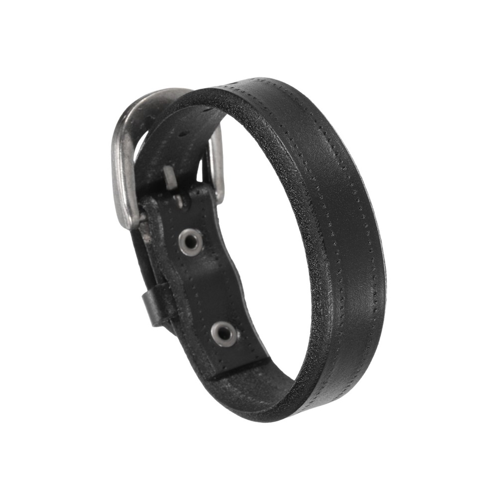 Plain Buckle Bangle Leather Bracelets Leather Snap Bracelets, Black
