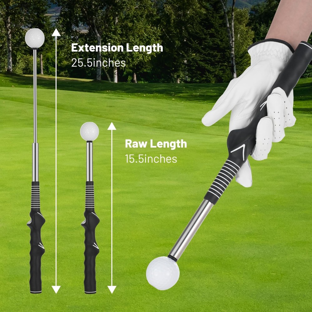 Retractable Golf Swing Training Aid – Portable Grip Trainer with Click Fee