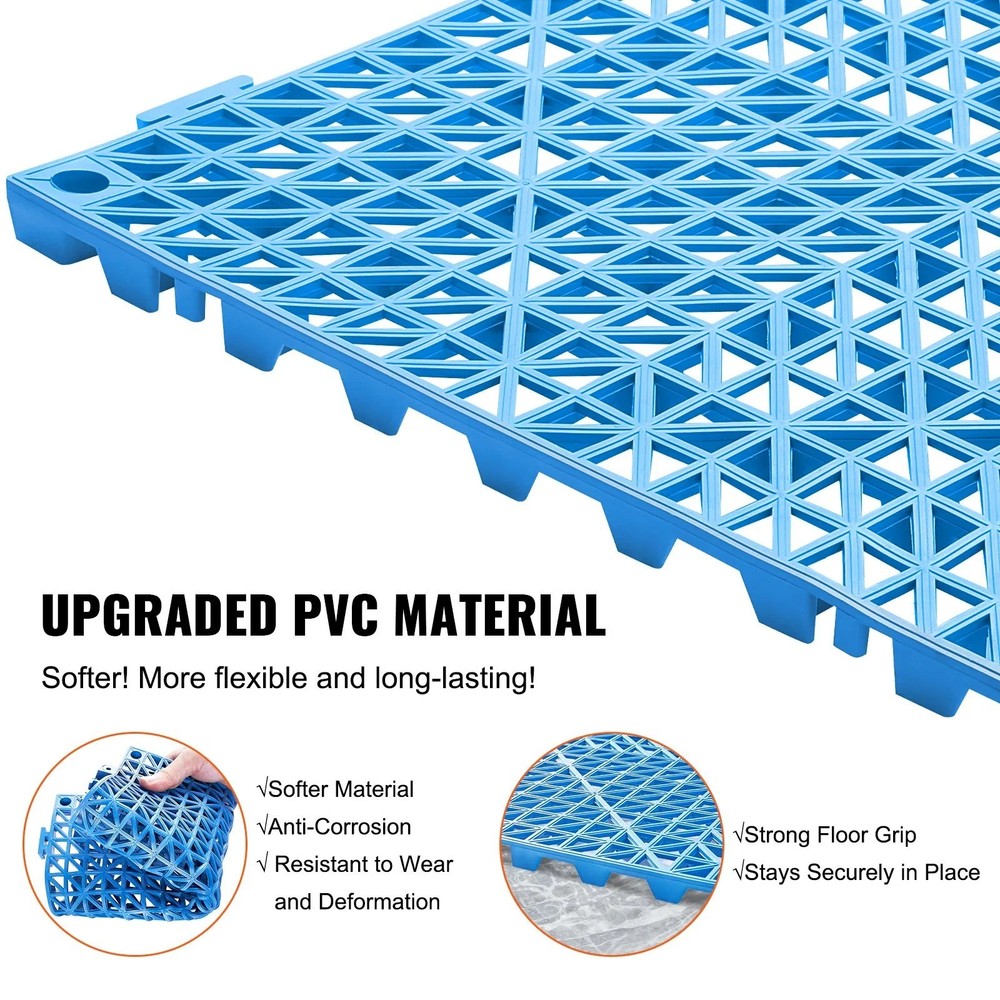Interlocking Tile 50PCS Blue, Drainage Tiles 12" x 12" Splicing, Soft PVC