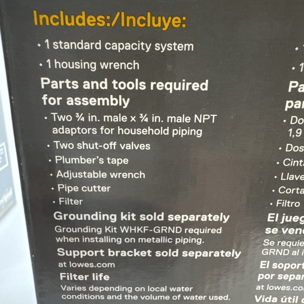 Whirlpool Standard Water Filtration System Model WHKF-DWH Item 89374 NEW