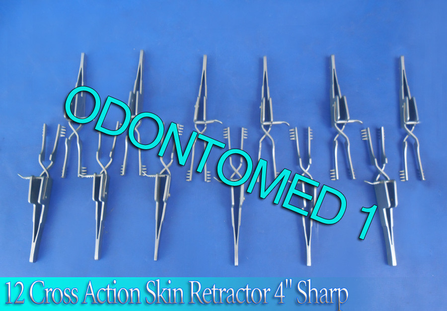 12 Automatic (Cross Action) Skin Retractor 4" Sharp
