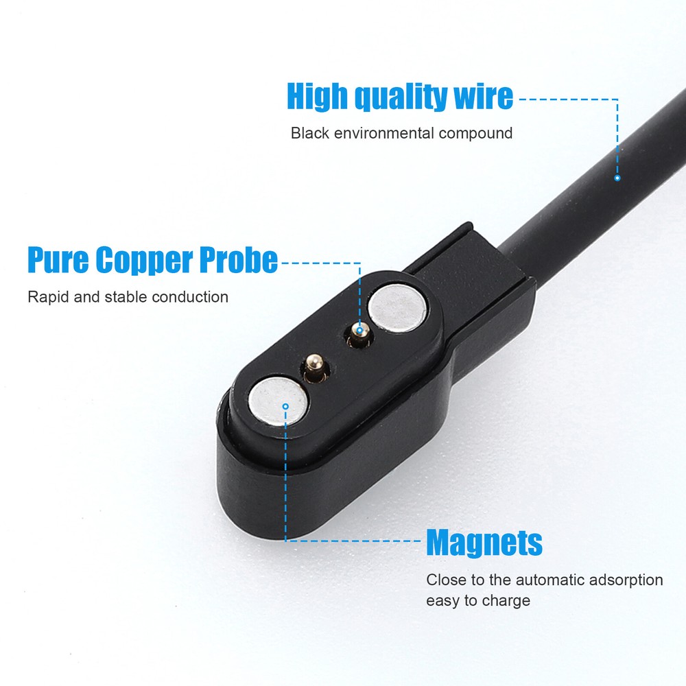 2Pcs 2-Pin USB Data Charging Cable Magnetic Fast Charger For Smart Watch 2.84mm
