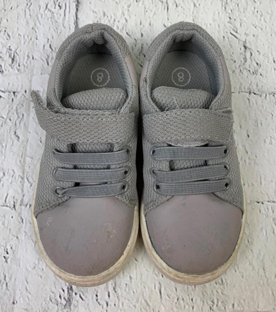 Toddler Sneakers Grey Size 8 Hook and Loop Closure Easy On