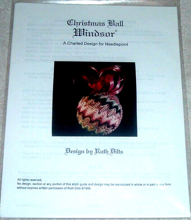 Ruth Dilts "Windsor" Christmas Ball Ornament Needlepoint Chart Pattern ~ WA