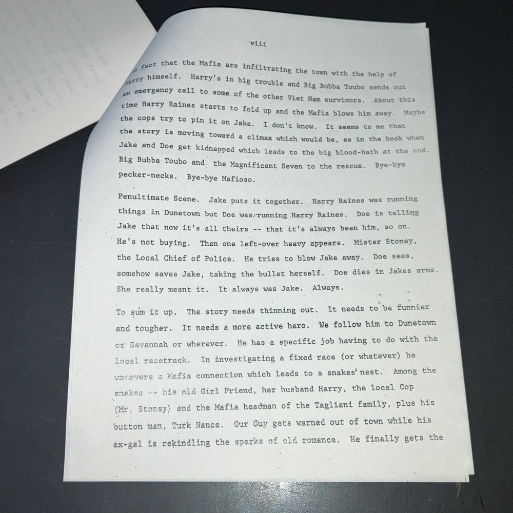 HOOLIGANS ('85) Dean Reisner 9pg Coverage + Donald Stewart Unmade Thriller + COA