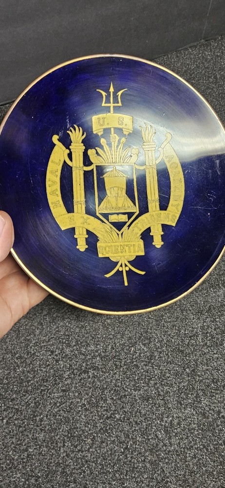 Rare Antique Solid Brass & Enameled U.S. Naval Academy Crest Commerative Plate