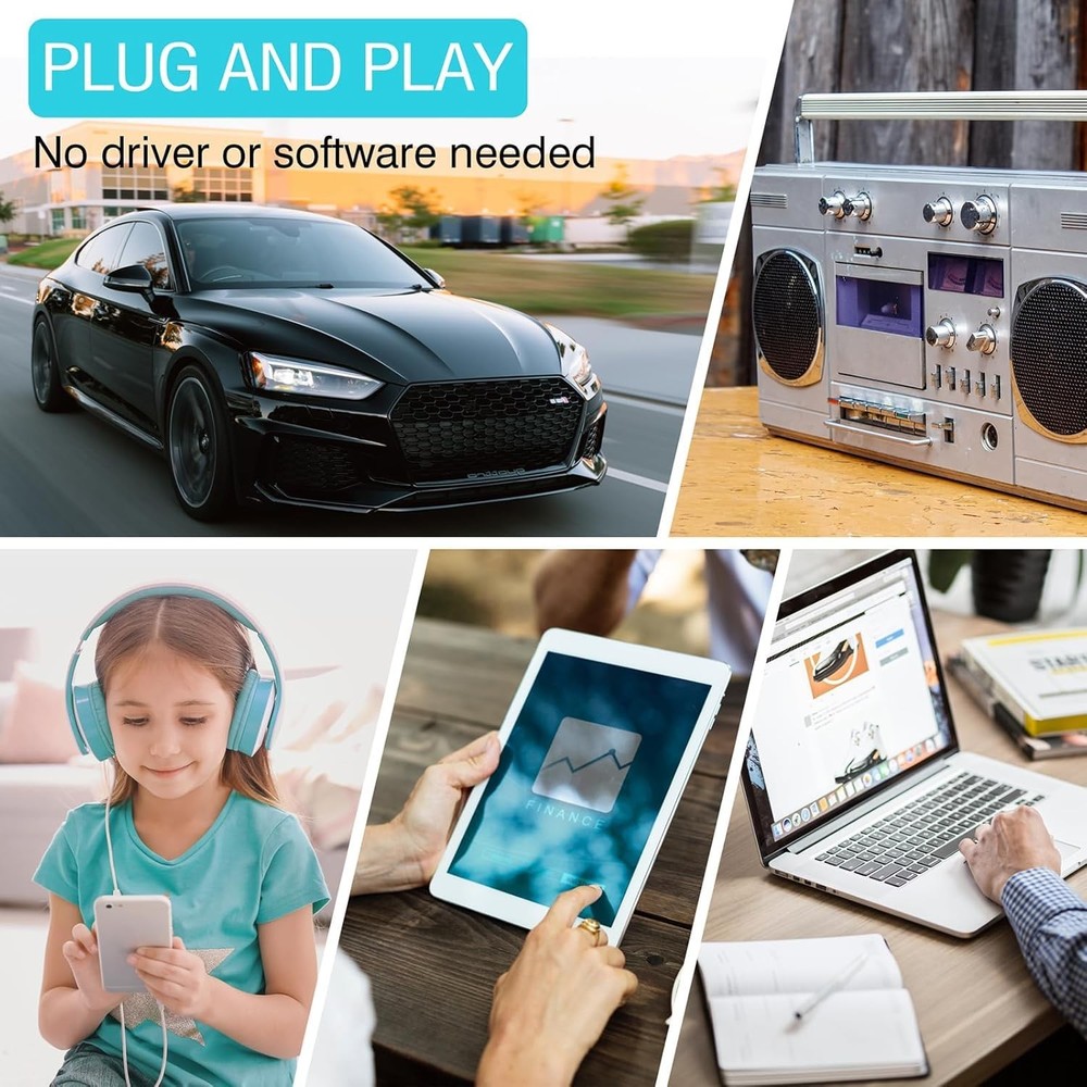 Car Audio Bluetooth 5.0 Cassette Receiver, Function Button, Black