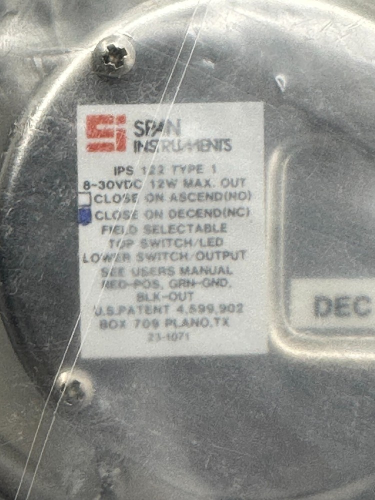 Span Instruments - IPS 122-TYPE 1 0-1000 8-30VDC 12W PRESSURE SWITCH