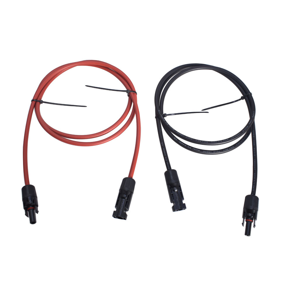 1 Pair 12 AWG Solar Panel Extension Cable Wire Connector 5ft Black + Red