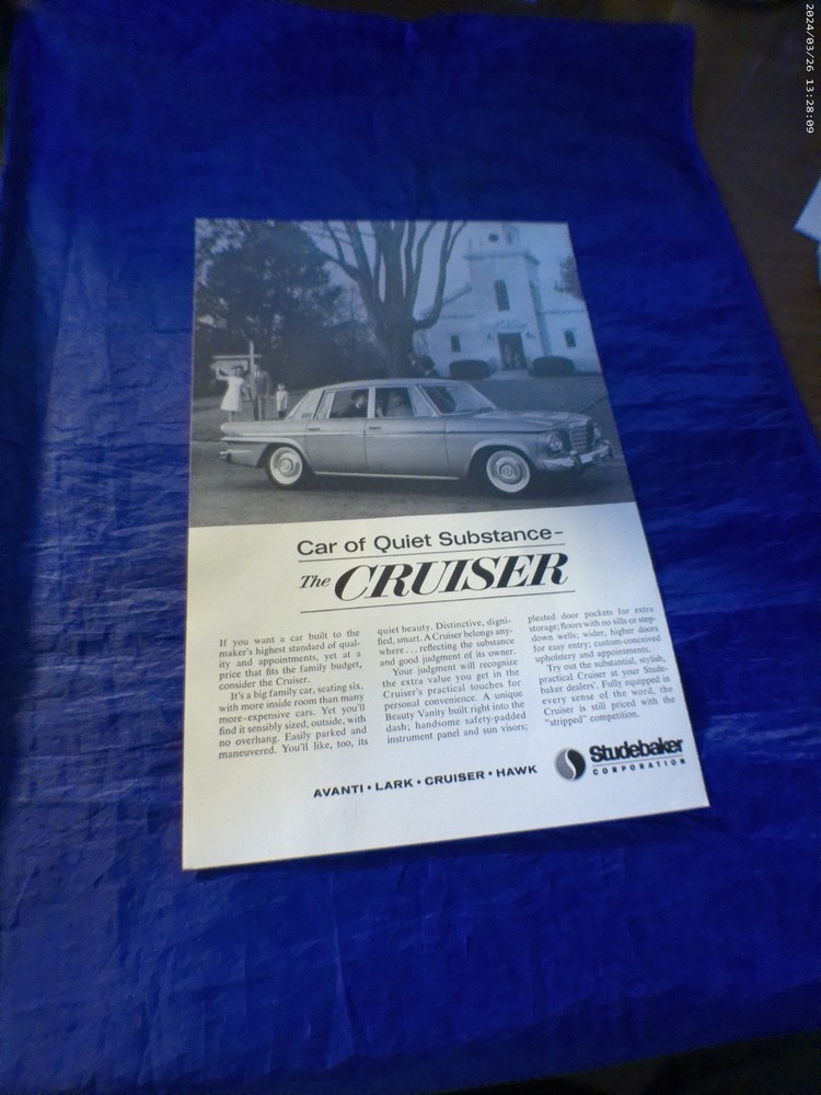1963 Studebaker Cruiser 6 1/2" x 10" Print Ad
