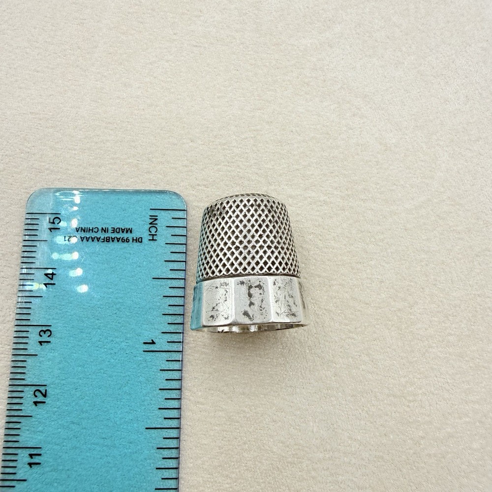 Antique Sterling Silver Mesh Pattern Thimble Sewing Accessory Collectible