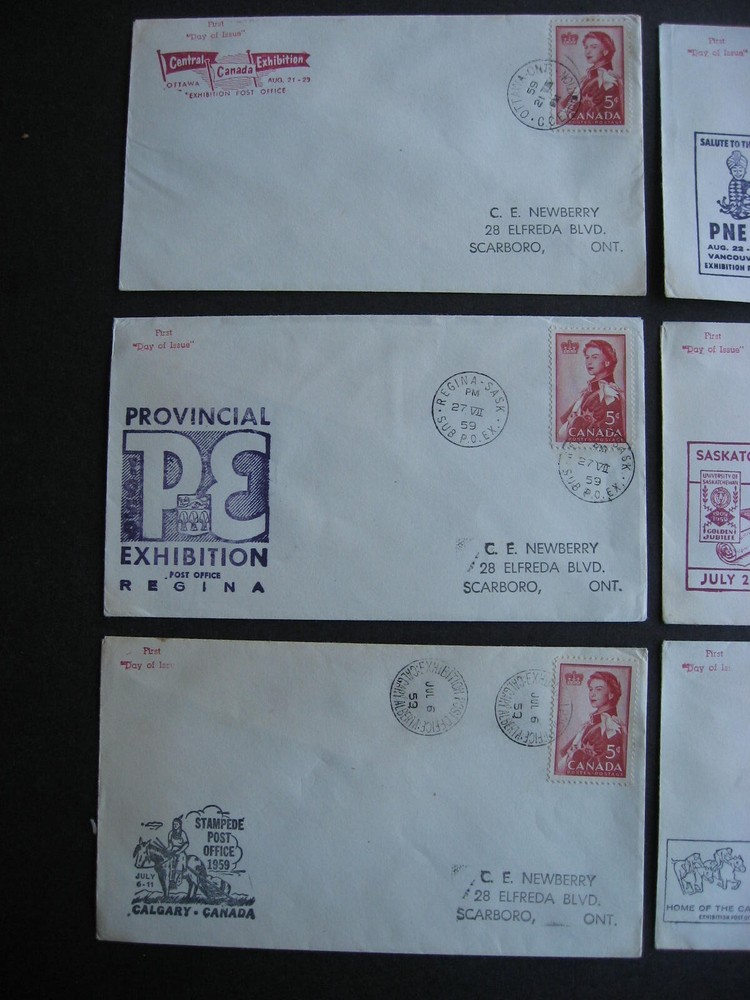 Canada exhibition covers 6 different from 1959 some toned