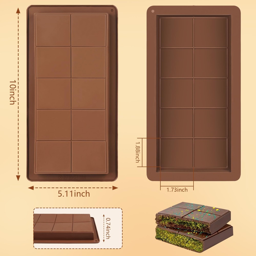 Dubai Chocolate Bar Mold Silicone – Deep Rectangular Medium code, Coffee