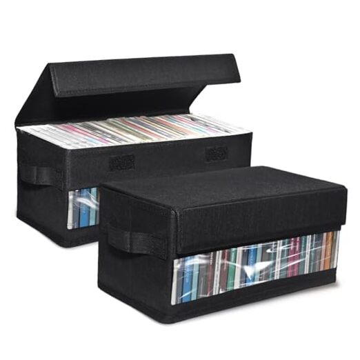 CD Storage Boxes - Pack of 2 CD Cases - 14" x 5.9" x 2 Pack With Visual Window