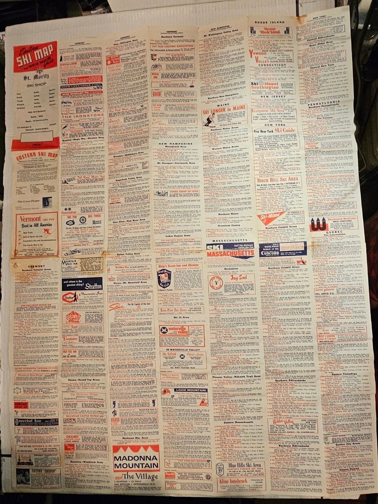 1969 EASTERN SKI MAP GUIDE. See Description For More.