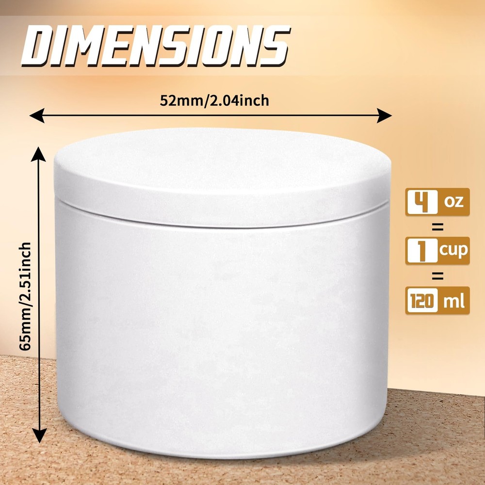 12Pack 4oz White Candle Tins with Lids Empty Metal Bulk Containers