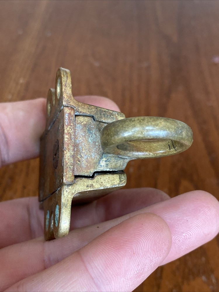 Antique Brass Pull Ring Transom Window Latch Catch Awning Sash Lock Finger Loop