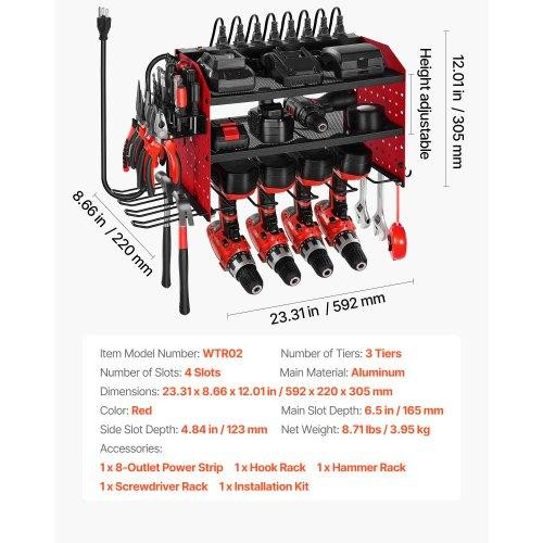 Power Tool Organizer with Charging Station 3Layer Drill Storage Rack