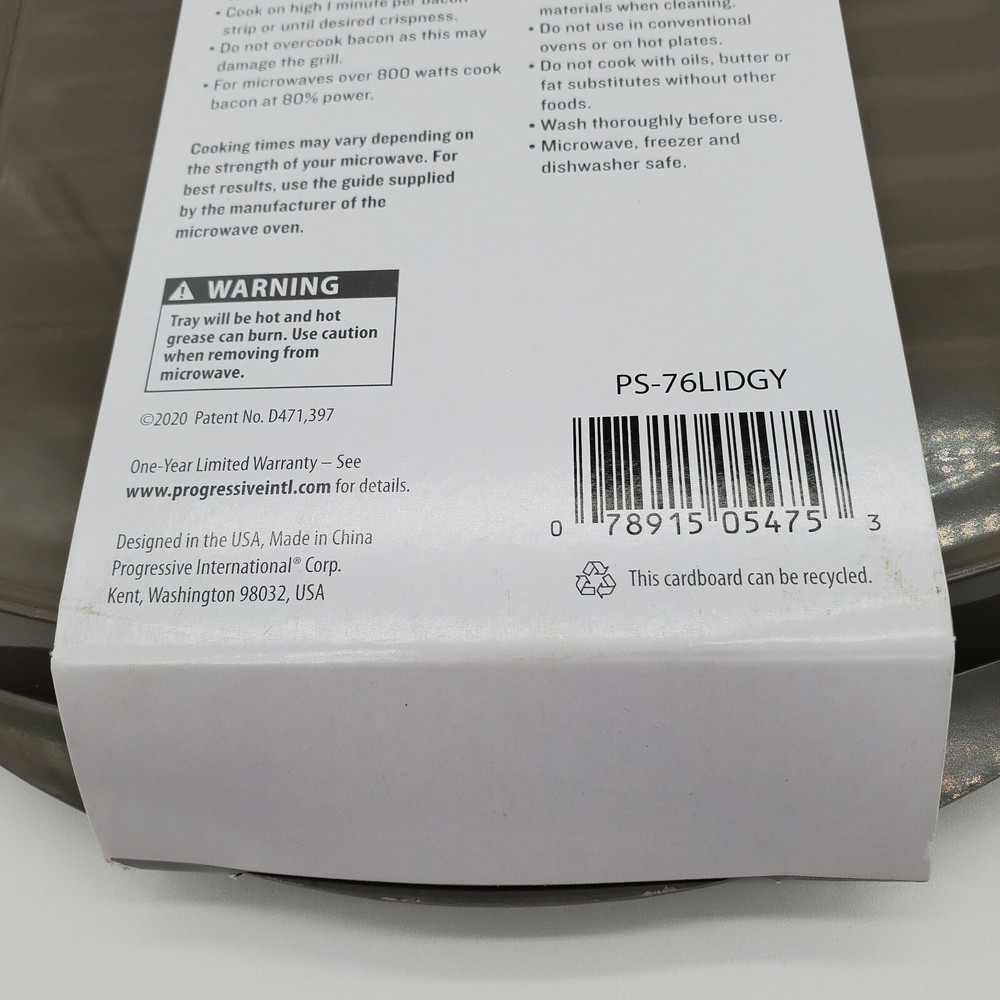 Grey Progressive Prep Solutions Microwave Bacon Grill With Lid One Size