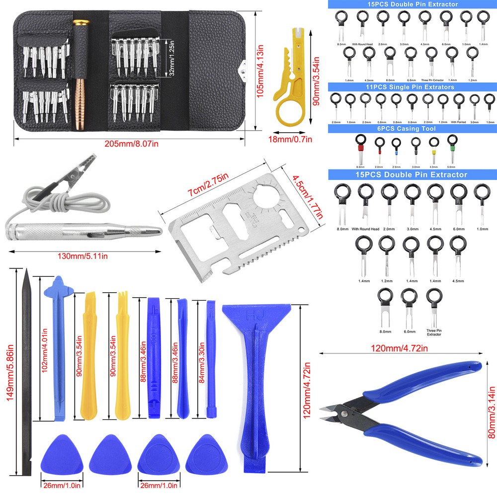 121pcs Pin Ejector Wire Kit Extractor Connector Puller Car Terminal Removal Tool