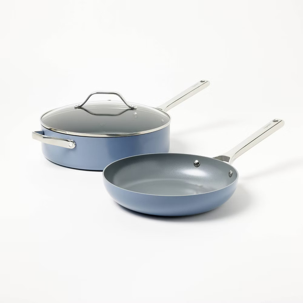 7pc Nonstick Ceramic Coated Aluminum Cookware Set Blue - Figmint
