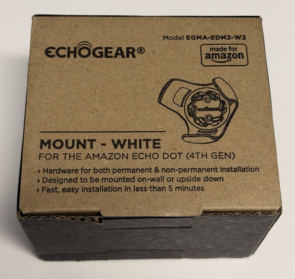 Echogear MOUNT - WHITE FOR THE AMAZON ECHO DOT (4TH GEN) No Hardware