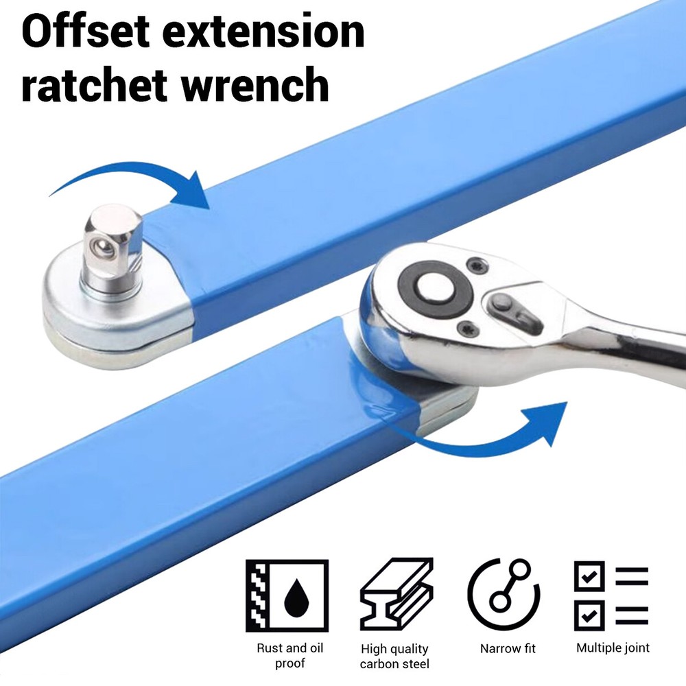 Tight Reach Offset Extension Wrench, 15'' Impact Ready Socket Wrench Extender
