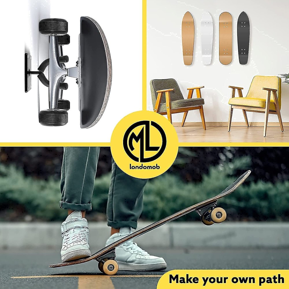 4 Item Pack Skateboard Wall Mount with T Skate Tool Accessory and Display Deck