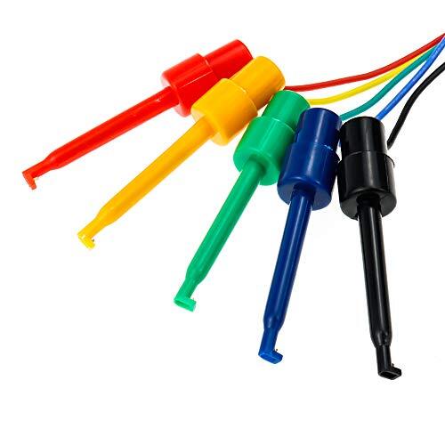 5 Pack Electrical Dual Lead Test Hook Clips Silicone Test Cables for Electronics