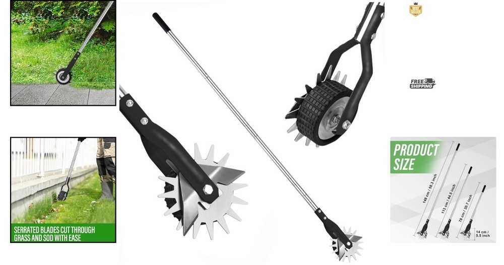 Efficient Manual Wheel Lawn Edger with Adjustable Handle for Perfect Trimming