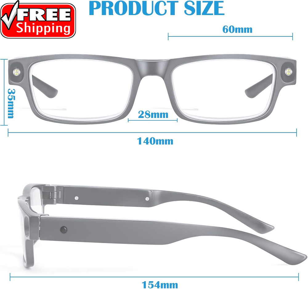 200% Magnifying Glasses with Light,Usb Rechargeable LED Lighted Magnifying Eyewe