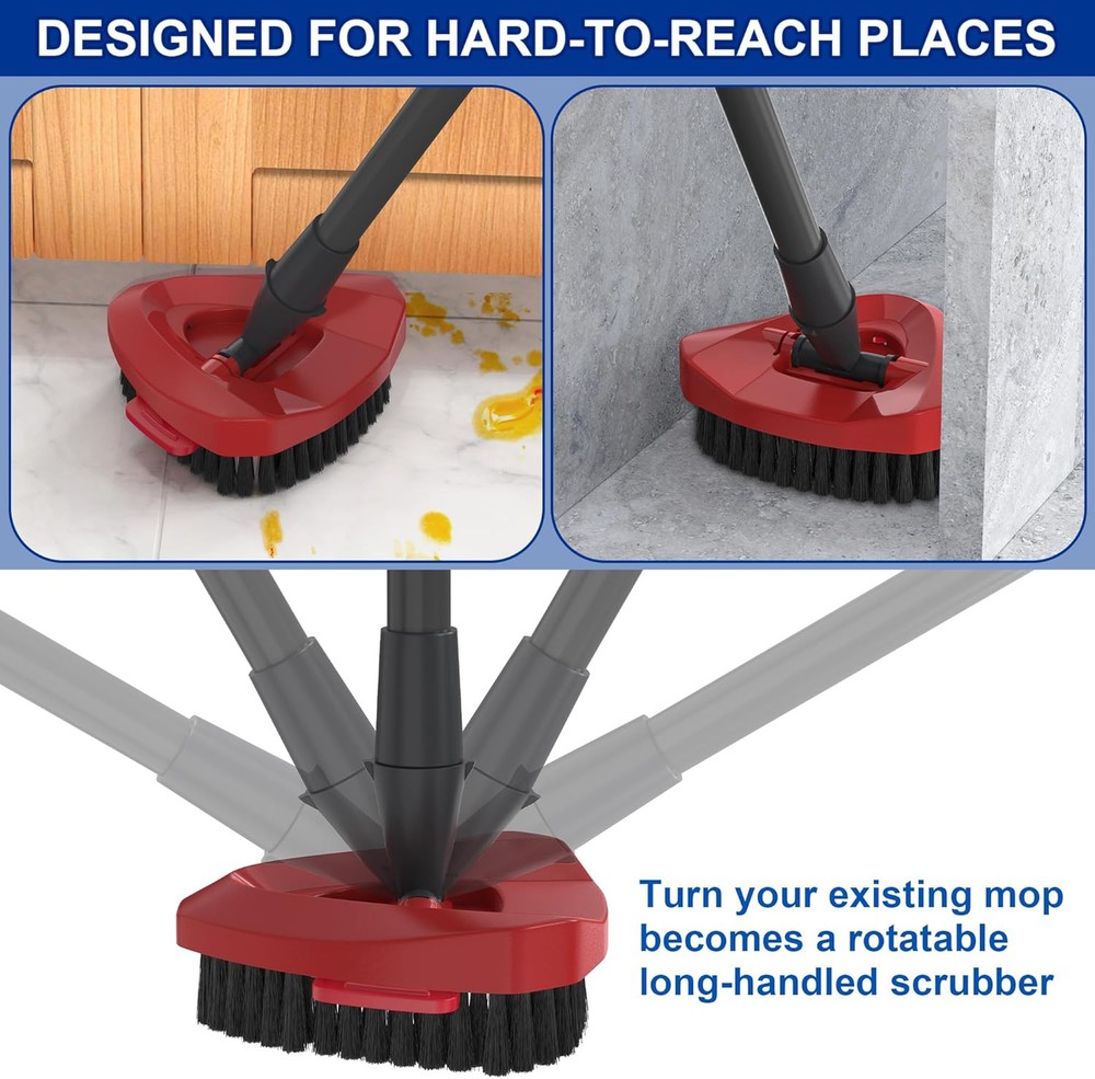 Scrub Brush with Mop Base for Ocedar Spin 2 Tank System, Replace Red