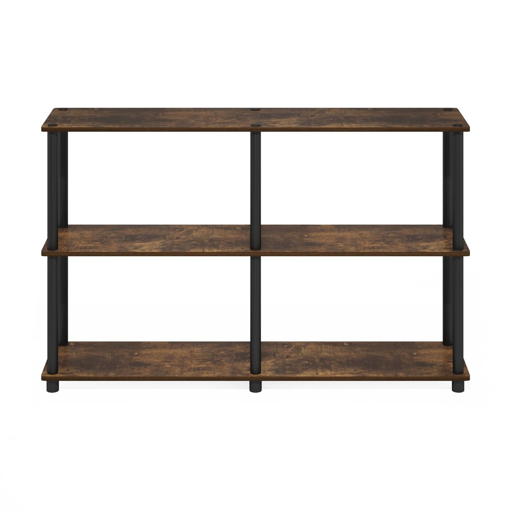 3-Tier Double Size Storage Display Rack Amber Pine/Black