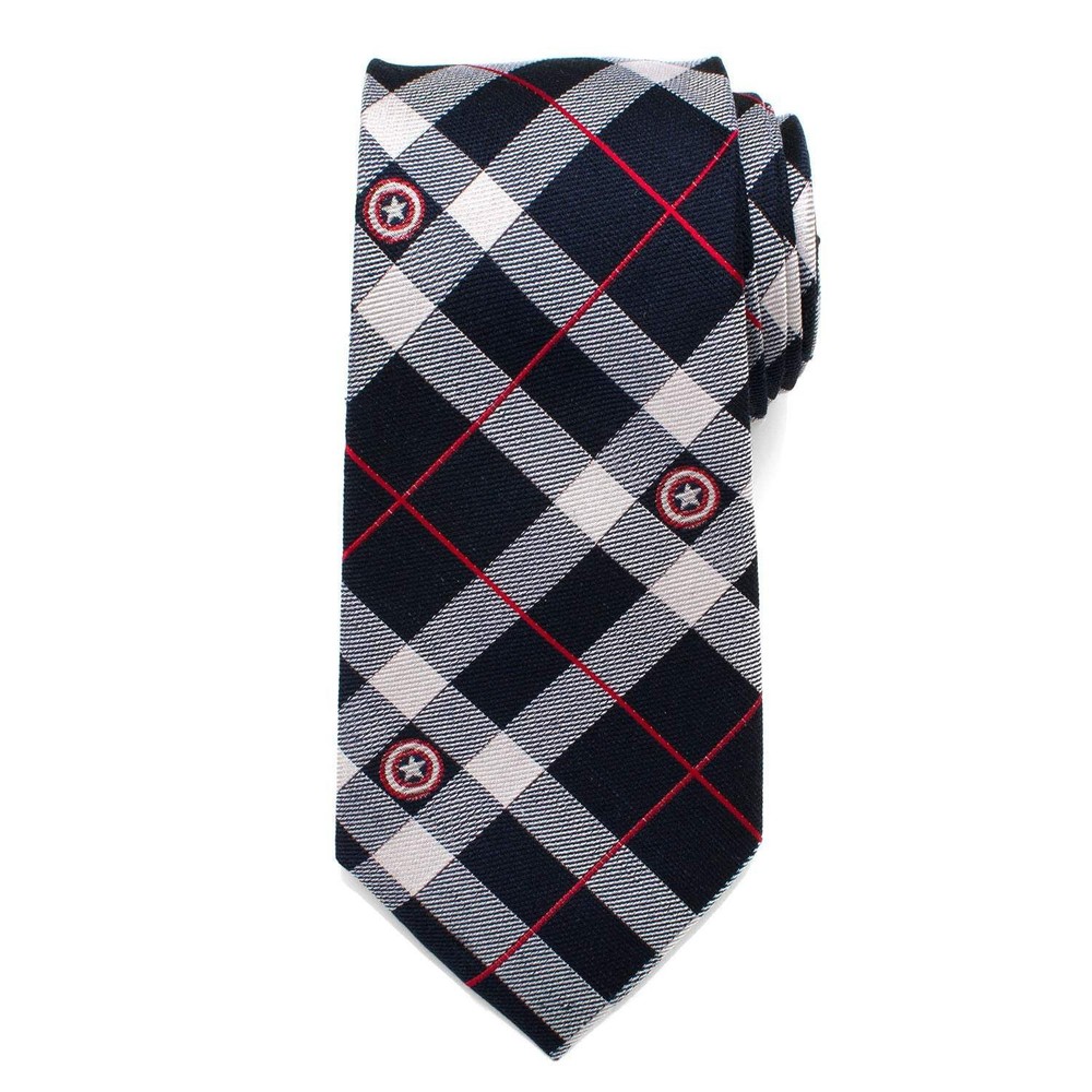 Marvel Captain America Blue Plaid Tie